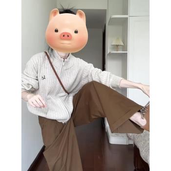 2025早春秋新款灰色針織開衫毛衣外套女士開春韓系穿搭高階感上衣