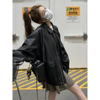 黑色復古皮衣外套女2025春秋冬新爆款高階設計感機車夾克加厚棉服