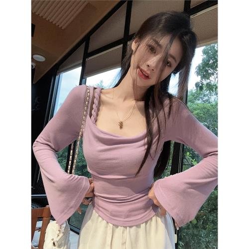 ET爵士y2k純欲辣妹假兩件T恤bm甜辣設計感小眾jazz跳舞喇叭袖上衣