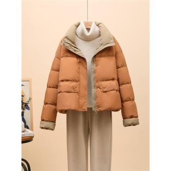 爆款麵包服冬季加厚羽絨服女短款2024新款韓版時尚小個子白鴨絨潮