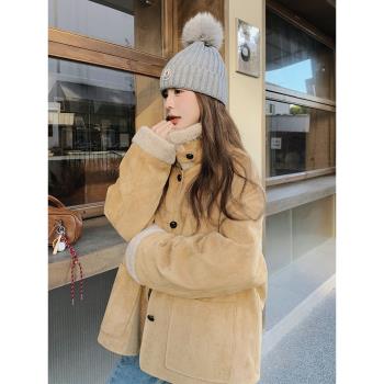 皮毛一體羊羔毛拼接羽絨服內膽外套女冬季2025新款爆款麂皮絨棉服