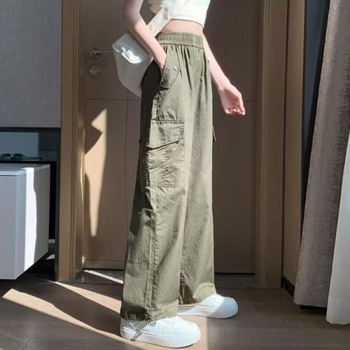 工裝褲子少女春秋夏裝2025新款初中高中學生休閑運動直筒闊腿長褲