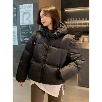 黑色棉服外套女秋冬季2024新款加厚棉襖麵包服小個子短款羽絨服女