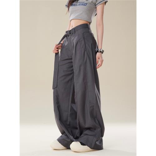 ONLPP美式復古高街腰帶寬松闊腿褲女百搭簡約街舞休閑工裝拖地褲