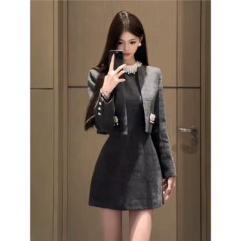 富家千金感小香風套裝西裝外套背心連衣裙高階小洋裝兩件套女春季