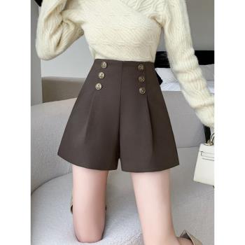 加厚西裝休閑短褲子秋冬季新款小個子女士2025毛呢高腰外穿靴褲春
