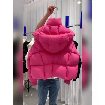 高階感超好看連帽韓系短款羽絨服