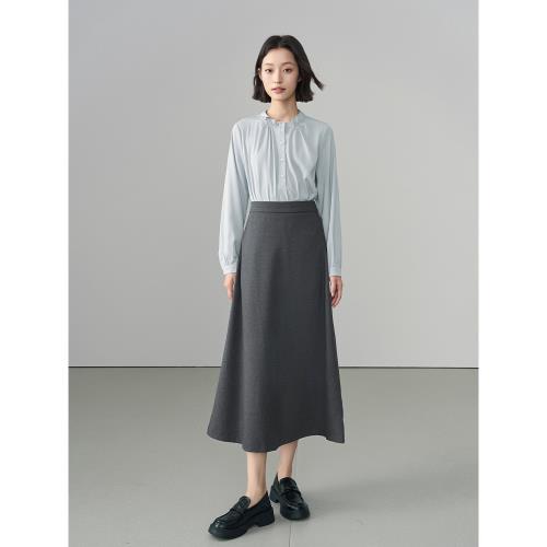 伯德小姐灰色半身裙女秋面試正裝職場a字裙通勤穿搭職業西裝裙子