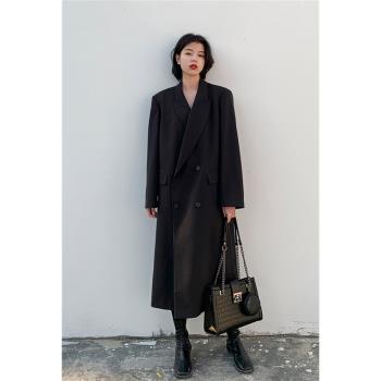 慵懶春秋韓版中長款風衣外套西裝