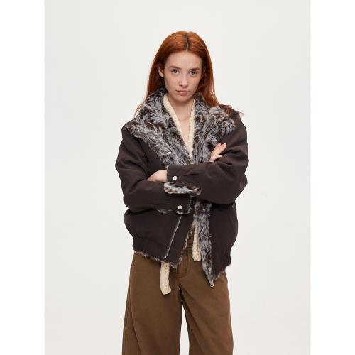 ACOSEY 24AW 小羊湖毛復古毛領雙面高織密松弛感冬季保暖皮草外套