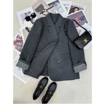 羽絨內膽毛呢西裝外套女加厚高階感2024新款冬季羽絨服呢子大衣