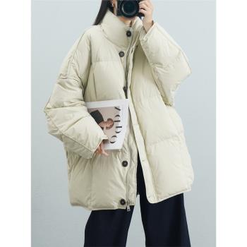 TYJR97655立領中長款羽絨服女冬季新款白鴨絨加厚單排扣拉鏈外套
