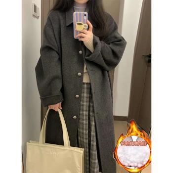羽絨內膽毛呢大衣女小個子2024新款冬季中長款呢子羽絨服外套加厚