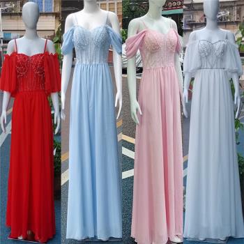 9雪紡晚禮服夜店酒吧KTV模特佳麗足浴技師走秀演出服透視性感手工