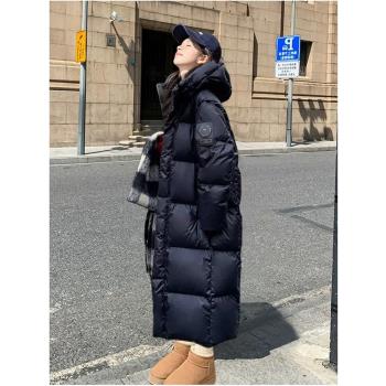 黑金羽絨棉服2024冬季新款加厚過膝棉襖外套中長款男女情侶棉衣潮
