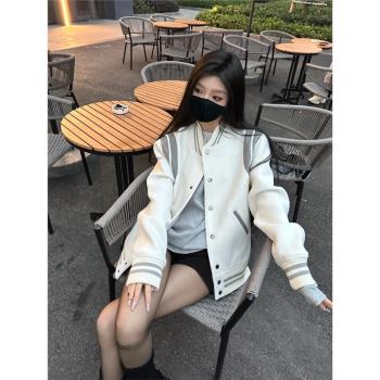 小個子美式復古棒球服短外套女2025春秋季新款小香風毛呢夾克上衣