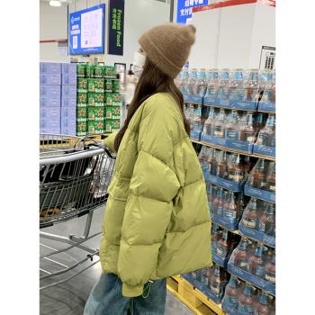 果綠色超好看羽絨服女冬2025新款小個子韓系流行爆款90白鴨絨外套