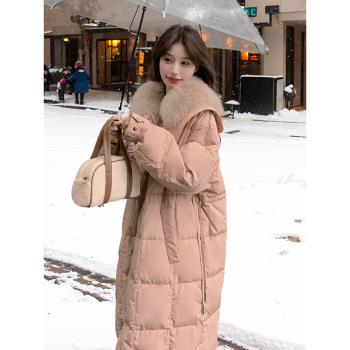 粉色大毛領羽絨服女冬2025新款獨特超好看高階感保暖時尚洋氣女士