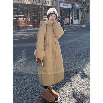 卡其色羽絨服女冬季韓系寬松中長款高階感超好看加厚外套流行爆款