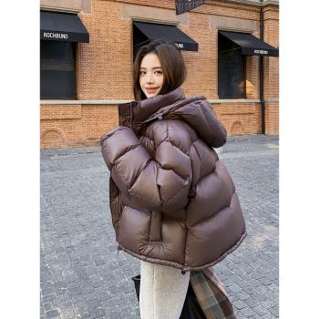 今年流行免洗咖色短款羽絨服女冬季別致獨特洋氣超好看麵包服爆款
