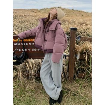 紫色超好看羽絨服女冬季2025新款小個子韓系流行爆款90白鴨絨外套