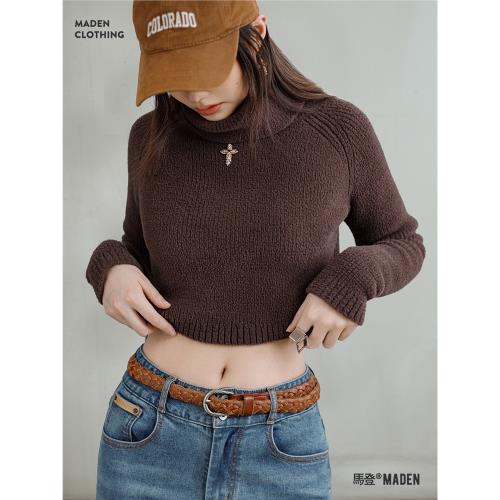 不上仿羊羔絨高領衫保暖抗寒毛衣長袖磨毛內搭打底厚針織衫春季女