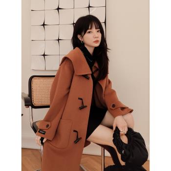 Lecea Alice牛角扣雙面羊絨大衣2025冬季新款韓版氣質毛呢外套女