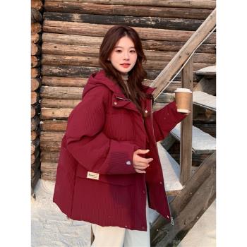 安可拉紅羽絨服女冬季2025新款今年流行爆款時尚超好看麵包服加厚