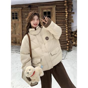 燈芯絨拼接羽絨服女冬季2025新款保暖加厚學院風小個子高階感韓系