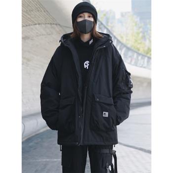 機能風暗黑系冬季加棉加厚外套女寬松飛行員夾克棉服鹽系炸街酷潮