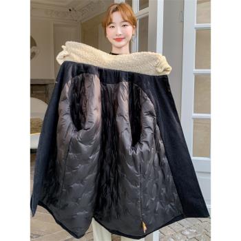 羊羔毛領牛仔羽絨服女冬季派克服爆款流行美式韓系獨特超好看設計