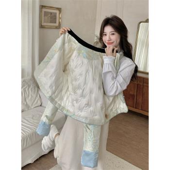 綠色提花新中式國風羽絨服女冬季2025新款小個子白鴨絨外套爆款