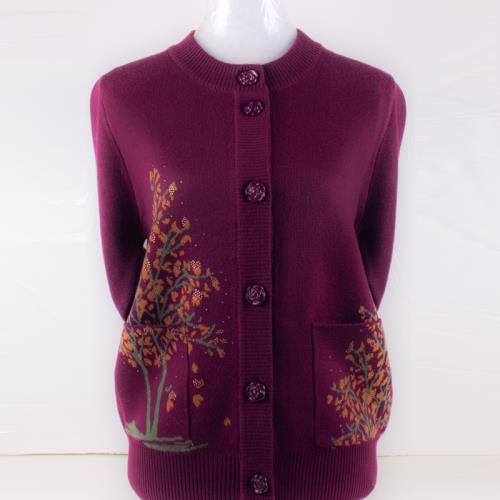 老年人秋裝女媽媽毛衣加厚奶奶毛衣針織開衫冬裝外套上衣老人衣服