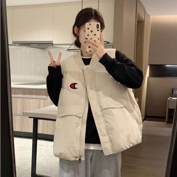 冠軍彩虹羽絨棉服馬甲女款秋冬季馬夾冬季外穿寬松保暖背心外套潮