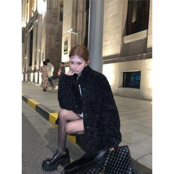 2024新款泰迪絨皮草外套短款女立領羊羔毛毛毛大衣冬加厚皮毛一體
