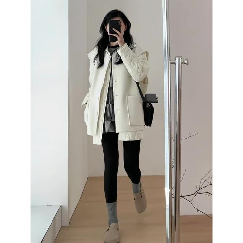 韓版毛呢馬甲羽絨棉服套裝女2025年冬季新款歐貨小眾設計感兩件套