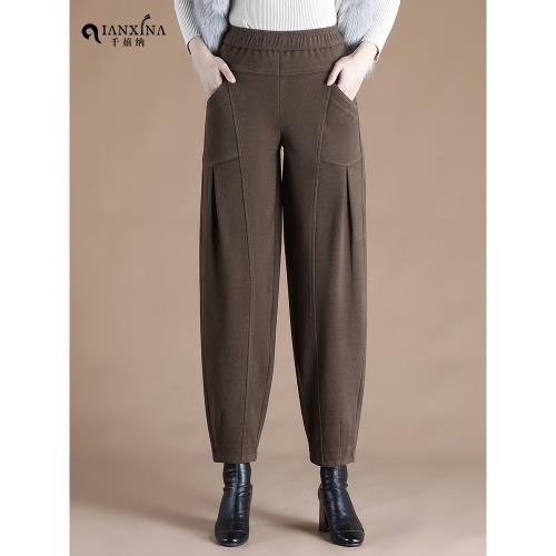 毛呢褲子女冬高腰寬松燈籠褲顯瘦保暖百搭洋氣加厚百搭闊腿蘿卜褲