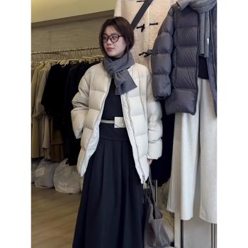 法式2025冬季羽絨服時尚洋氣寬松百搭白鴨絨加厚麵包服圓領外套女