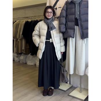 法式極簡風羽絨服時尚洋氣寬松百搭白鴨絨加厚麵包服圓領外套女潮