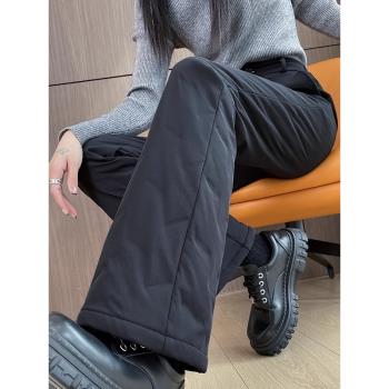 森馬集團棉致三防微喇羽絨褲女外穿冬季2024新款滑雪防寒保暖棉褲