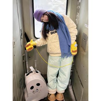 東北零下40度外穿棉褲女冬季哈爾濱穿搭羊羔絨褲子保暖加厚直筒褲