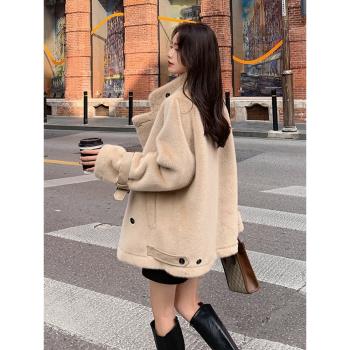 羊羔毛大衣女冬季小個子2025年新款高階感韓系溫柔赫本風冬季外套