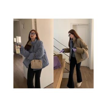 鹿月欣 雙面穿白鴨絨羽絨服外套女冬季新款韓系撞色立領上衣加厚