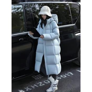 今年流行爆款輕薄連帽長款羽絨服女冬2024新款寬松保暖棉服大衣潮