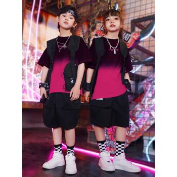 幼兒園園服夏裝兒童爵士舞服裝少兒hiphop嘻哈馬甲套裝街舞演出服