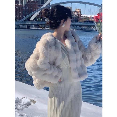 洋氣年輕款軟糯水貂絨毛毛皮草2025年時尚冬季新款短款外套加厚冬