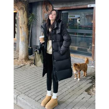 羽絨服女中長款2024新款設計感時尚洋氣90白鴨絨過膝加厚冬季外套