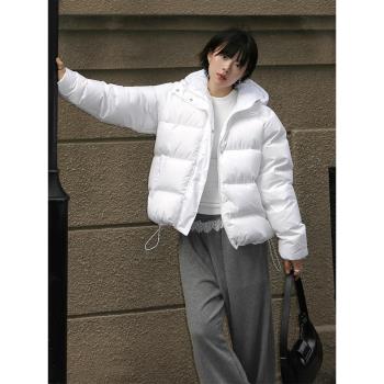 白色羽絨服女短款2024冬季新款小個子加厚連帽雲朵90白鴨絨麵包服