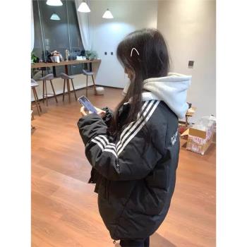 黑色oversize情侶外套羽絨棉服