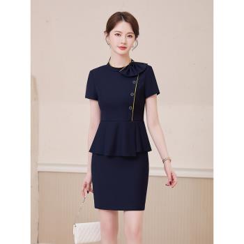 珠寶店工作服女短袖夏季時尚氣質高階職業套裝美容院前臺接待制服